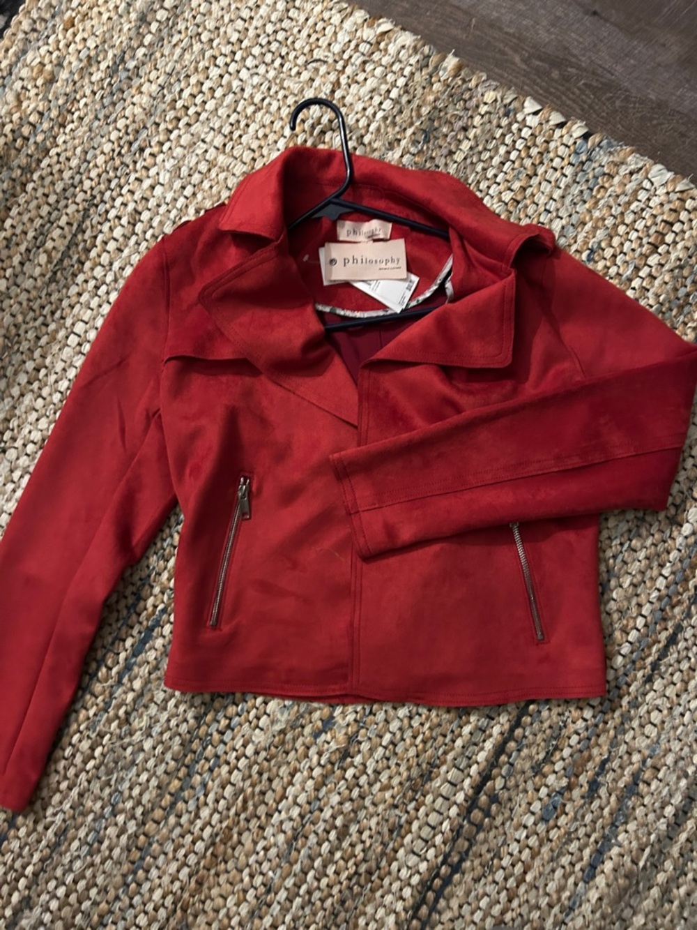 NWT Philosophy Republic Red Faux Suede Moto Jacket - Size S